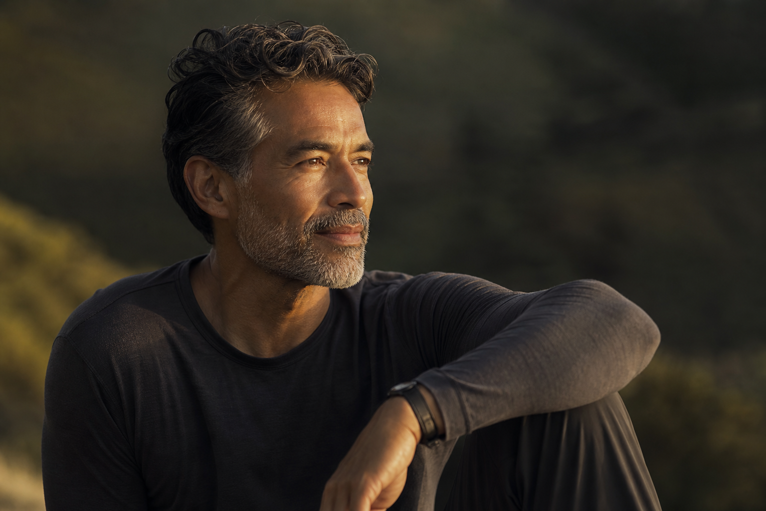 Vital, healthy man in his 50s outdoors, hormone therapy and healthy aging