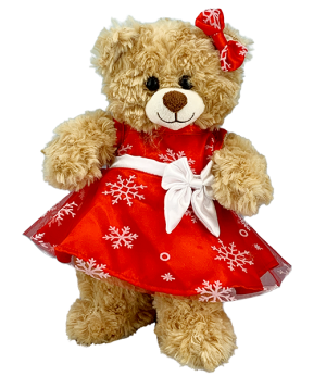 Red Snowflake Dress w/ Hair Bow (16")